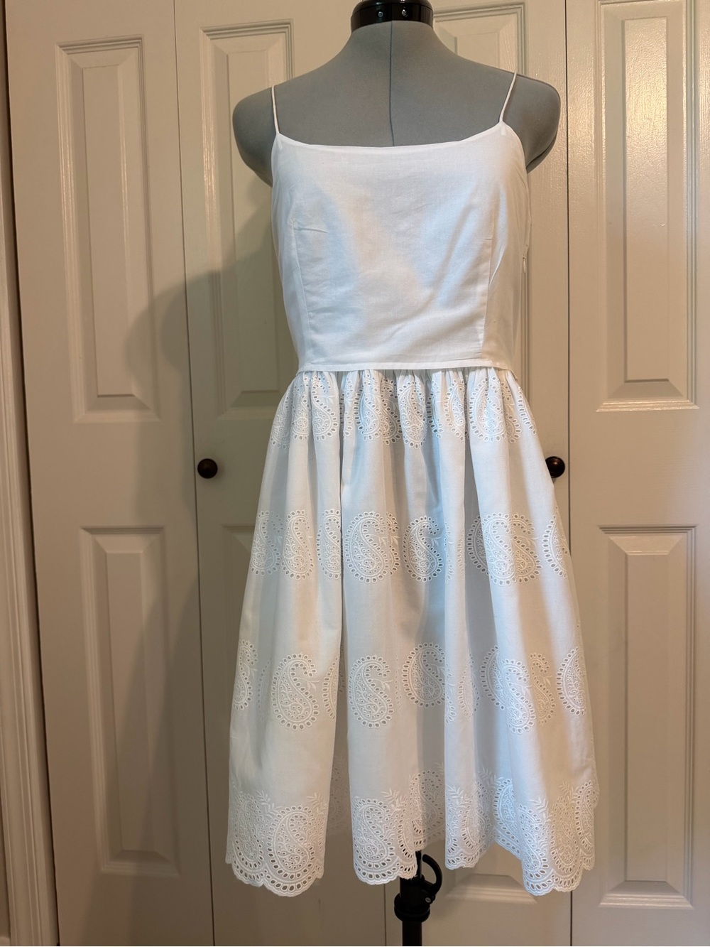 J. Crew White Eyelet Spaghetti-Strap Mini Dress